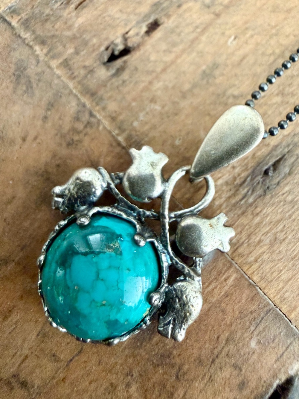 JBB JOSHUA BENBASSAT ISRAEL 925 STERLING SILVER TURQUOISE POMEGRANATE NECKLACE